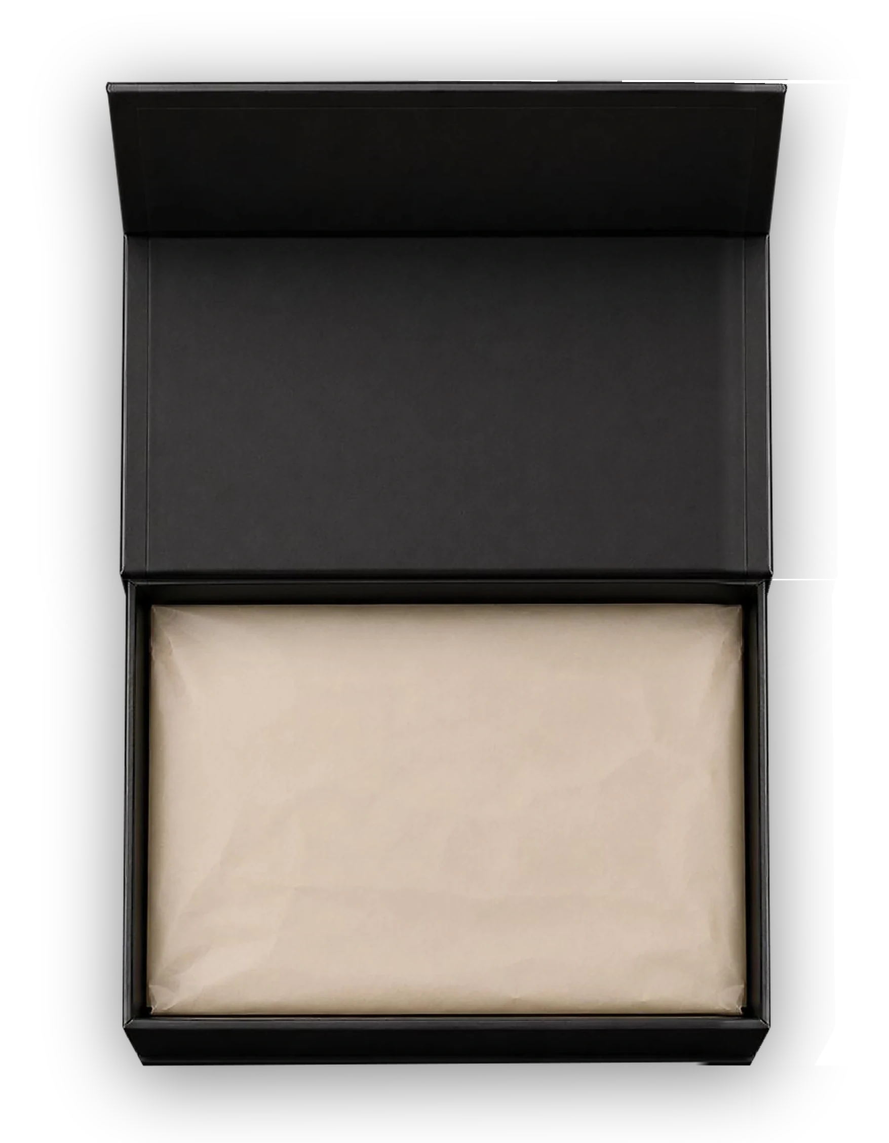 Offene Mother-Merchant-Box mit Seidenpapier